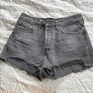 Levi's Charcoal Cutoff Distressed Denim Shorts
